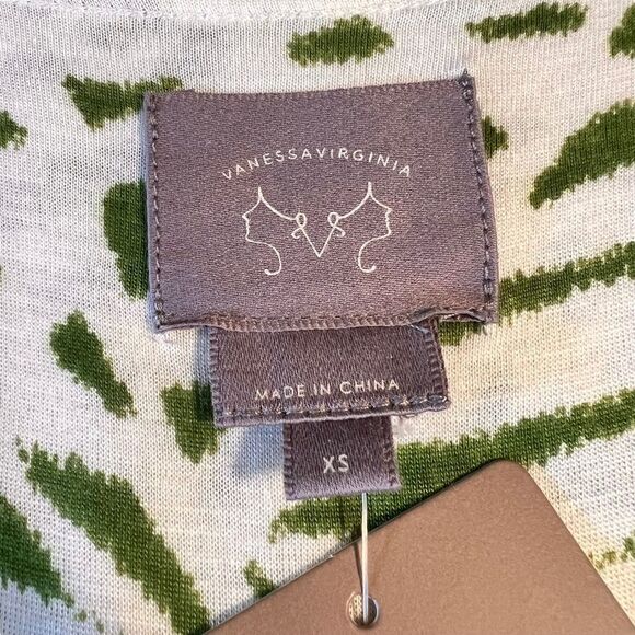 Anthropologie Vanessa Virginia green white leaf embroidered racerback top XS - Picture 4 of 9
